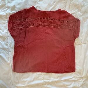 SHEIN Red Lace Accent Blouse